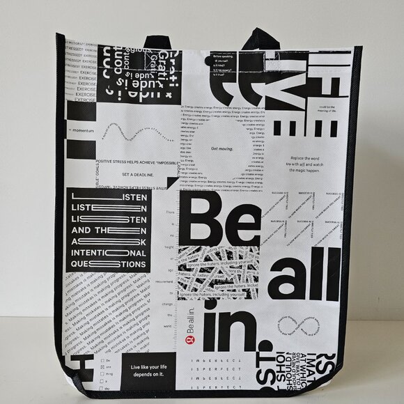 4 x New LULULEMON White BE ALL IN Reusable Shopping Bags Large - Picture 6 of 6